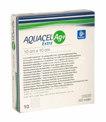 AQUACEL AG+ EXTRA, 15X15 cm, krytí s technologií hydrofiber a se stříbrem, 1 bal/5 ks